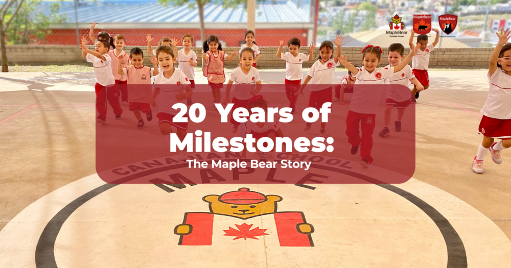Kids celebrating Maple Bear Global Schools history