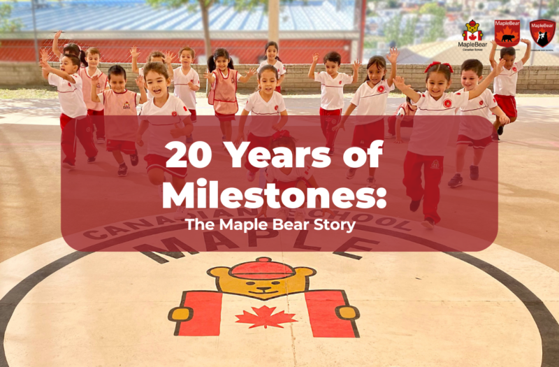 Kids celebrating Maple Bear Global Schools history